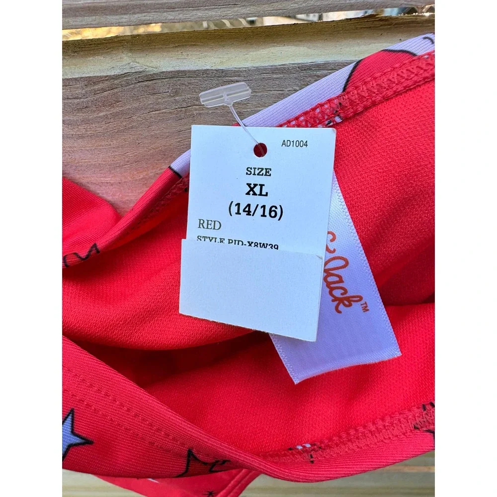 Cat & Jack Girls Red Unicorn Star Flounce Bikini Swimsuit Set XL 14/16 NEW